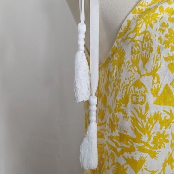 Joie Dress M Linen Floral Yellow Nala Summer Resort Cruise NEW - Picture 9 of 16